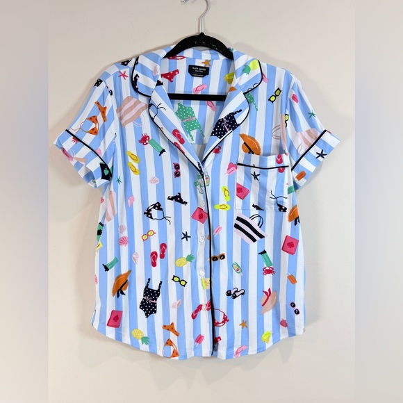 kate spade Other - 🔥Kate Spade Blue Striped Sleepwear Top Size S EC🔥